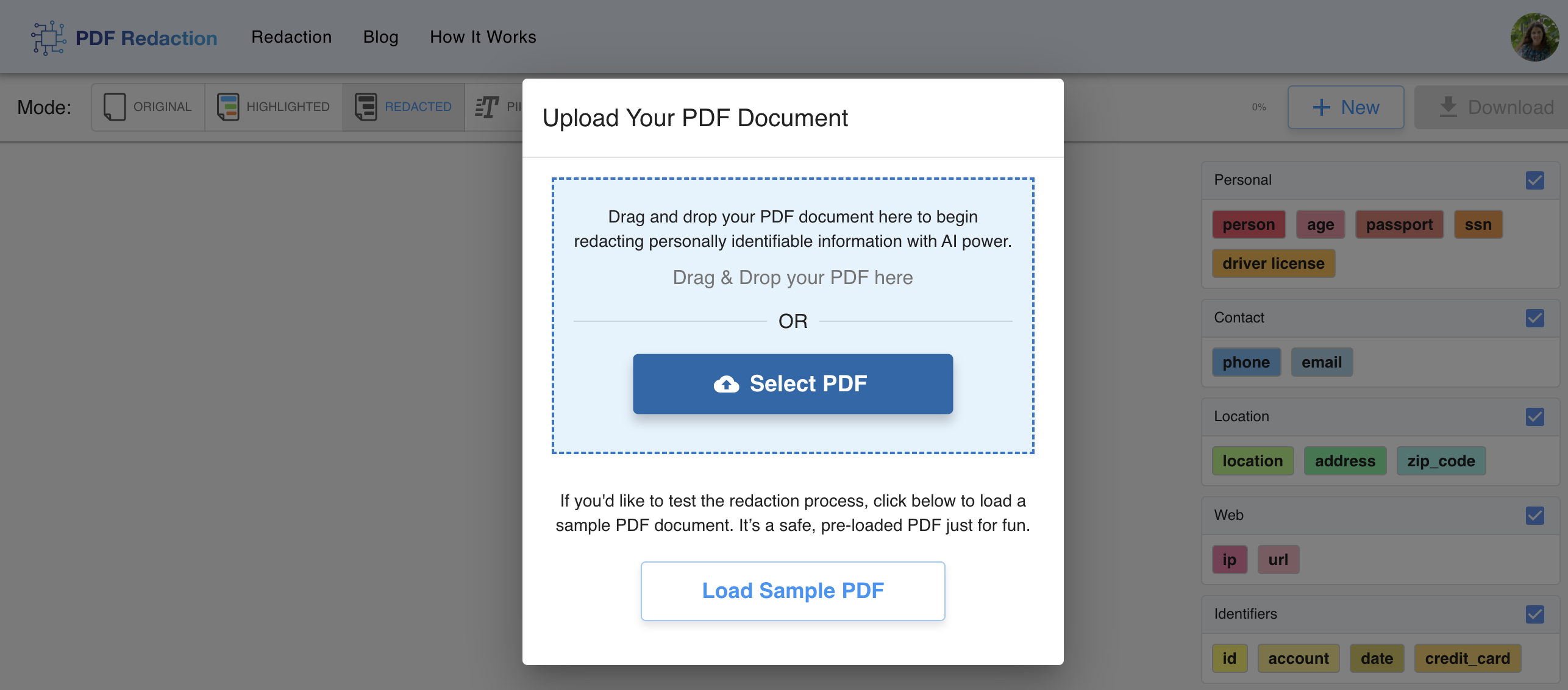 Upload form screenshot